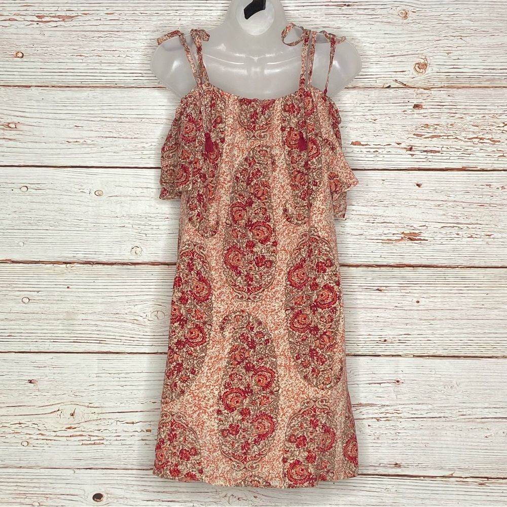 Madewell Silk Cold-Shoulder Dress in Watercolor Paisley Sz S - Picture 10 of 14